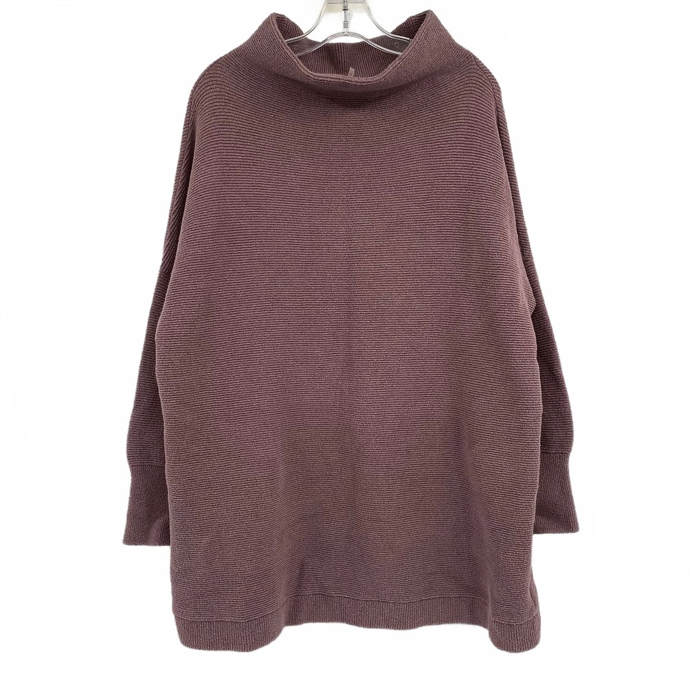 Free People Purple Funnel Neck Rib Knit Sweater | Womens L